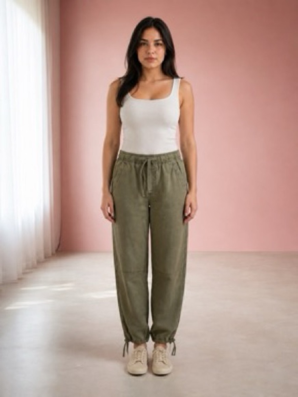 SO Olive Drawstring Jogger Pants